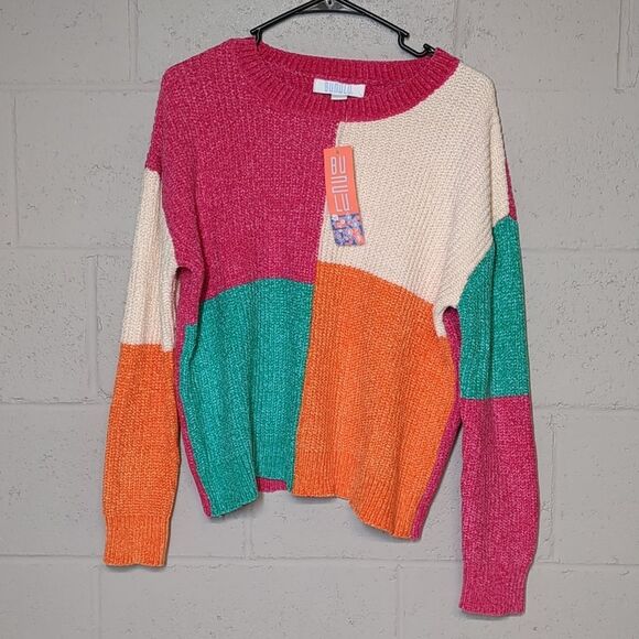 Bunulu Women's Colorblock Soft Chenille Slouchy Sweater Size Medium NWT - Picture 1 of 6
